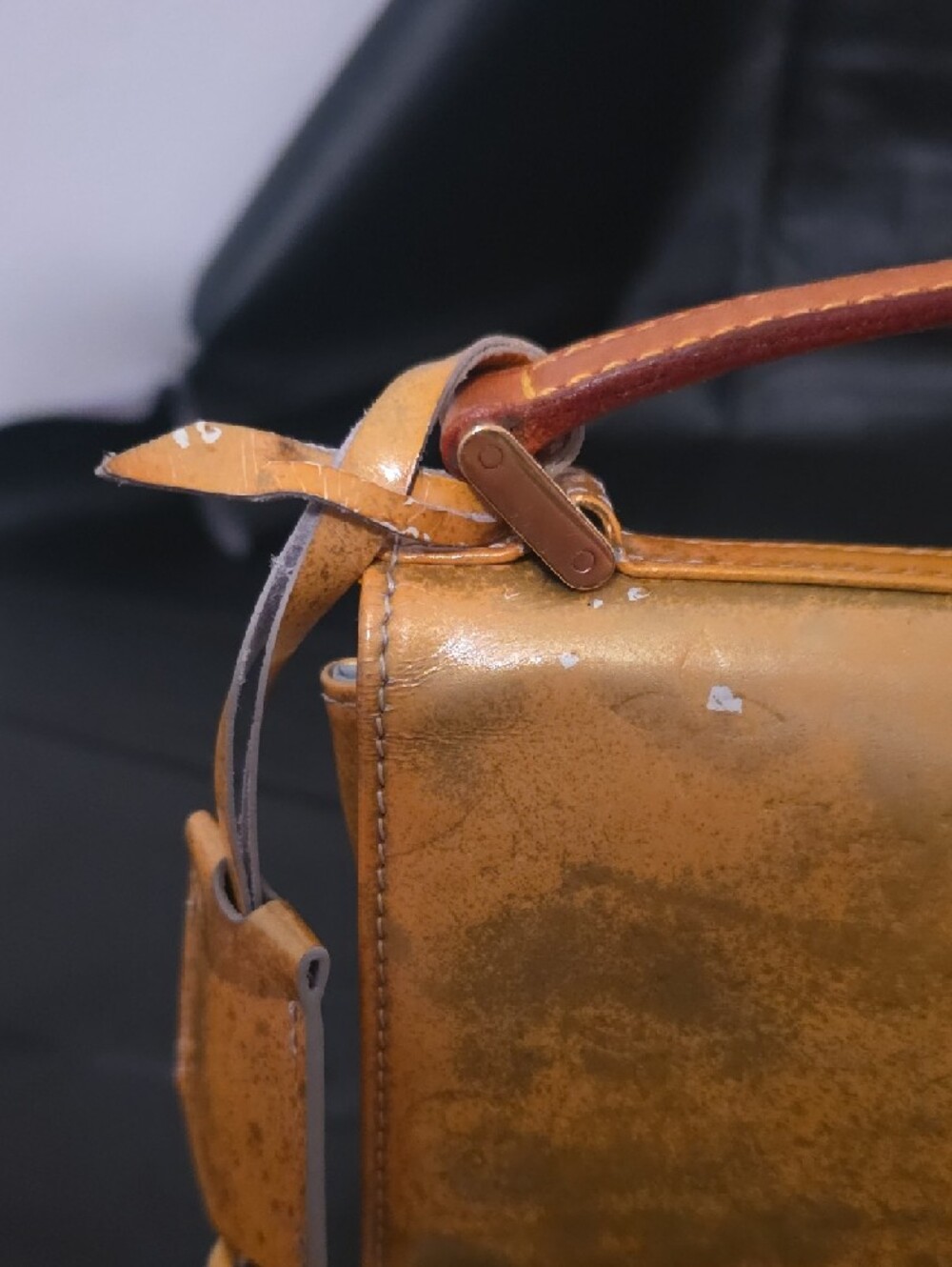 Vintage Louis Vuitton Yellow Monogram Vernis Top Handle Satchel with Brown Trim - Picture 3 of 16